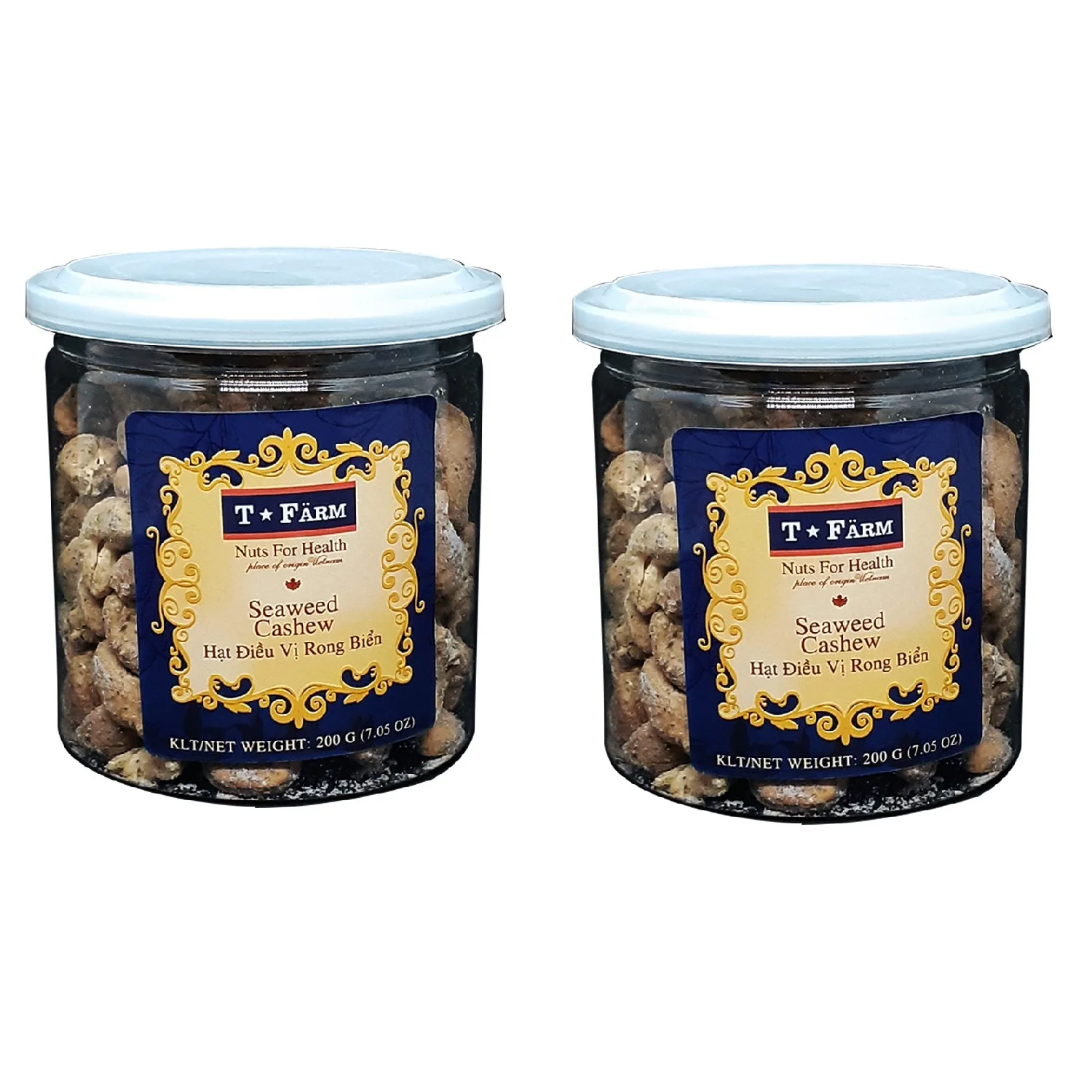 Delicious Wholesale COMMON Baked Dried T Farm Manufacturer Cashew Nuts Dried SEAWEED CASHEW T-FARM JAR 200GR From Vietnam