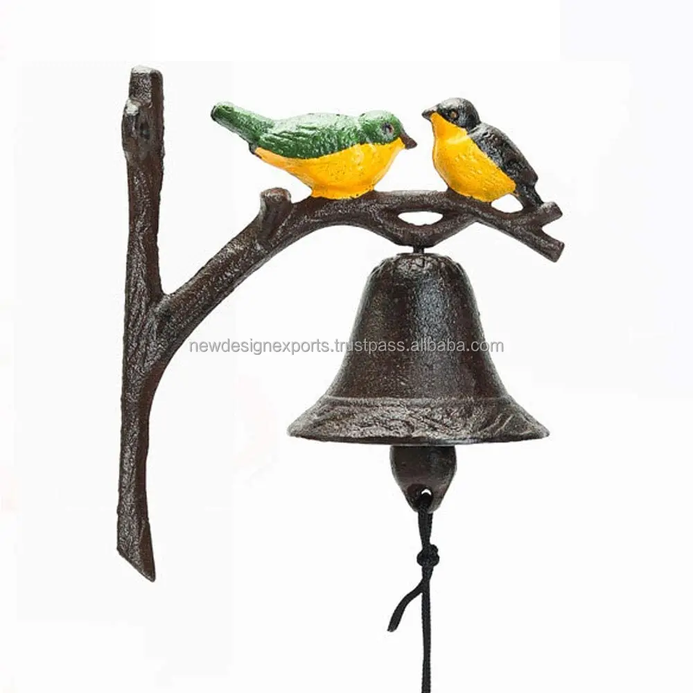 cast Iron Dinner Bell Outside Farmhouse Wall Hanging Bell Antique Lovely Color Birds Decorative Manually Shaking Bell