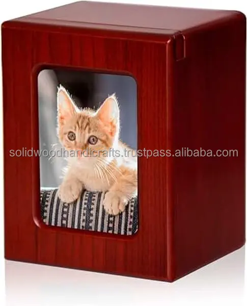 Top Quality Memorial Urns Finishing Design Pet Cremation dog urns Wooden Indoor Pet casket pet coffin