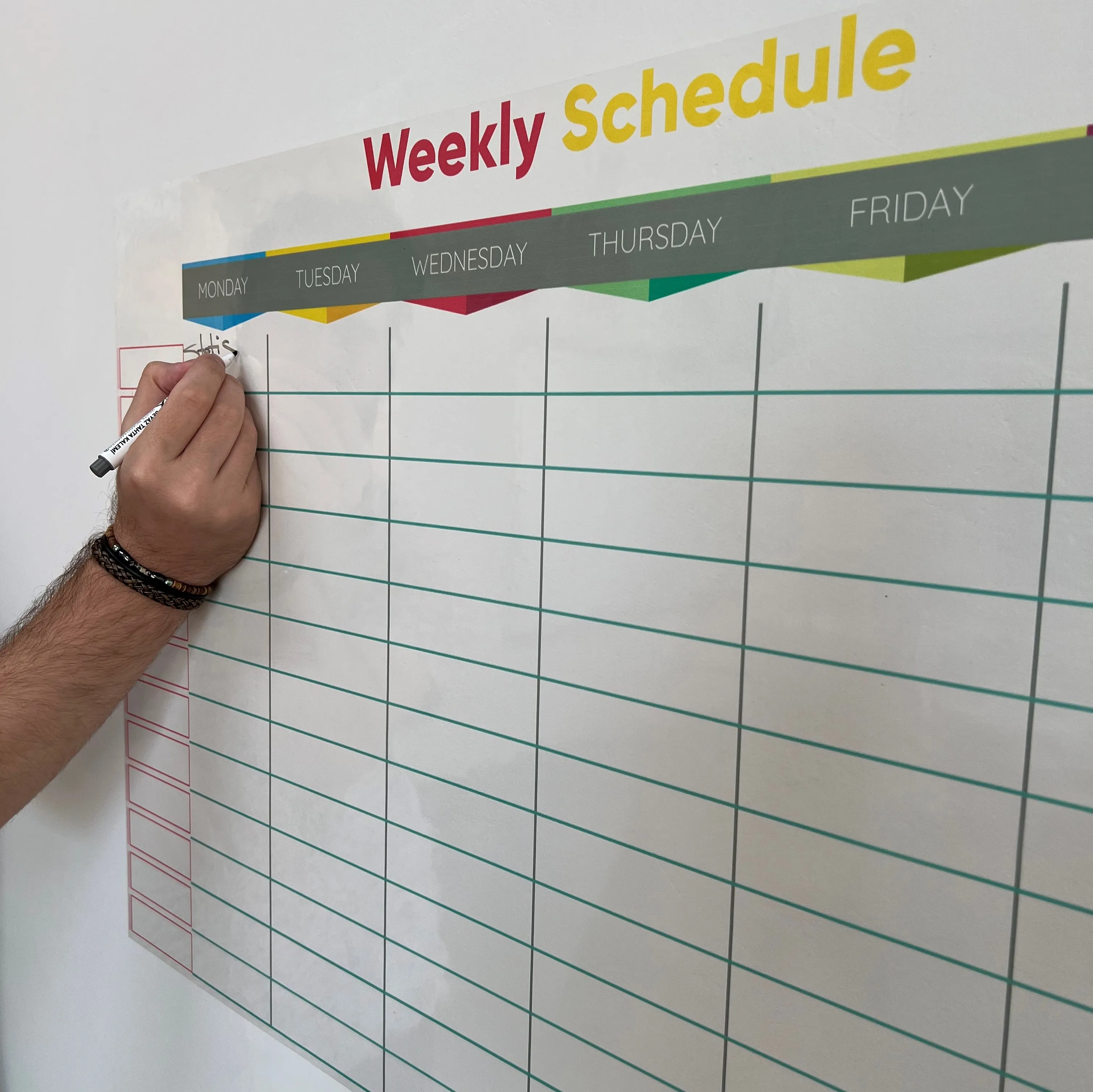 2024 Model-9 Reusable Dry Erase Weekly Planner Organizer Durable Polystyrene Whiteboard Surface Static Electricity PET Glass