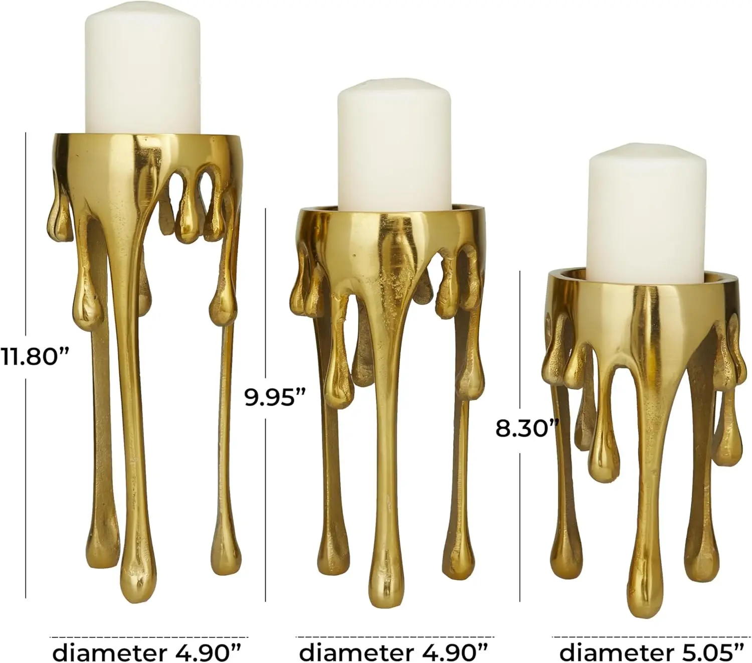 Modern Luxury KGN HDCH 3003 Black Casted Aluminum Candle Holder Set 3 Wax Melting Christmas Decoration gold Color Metal