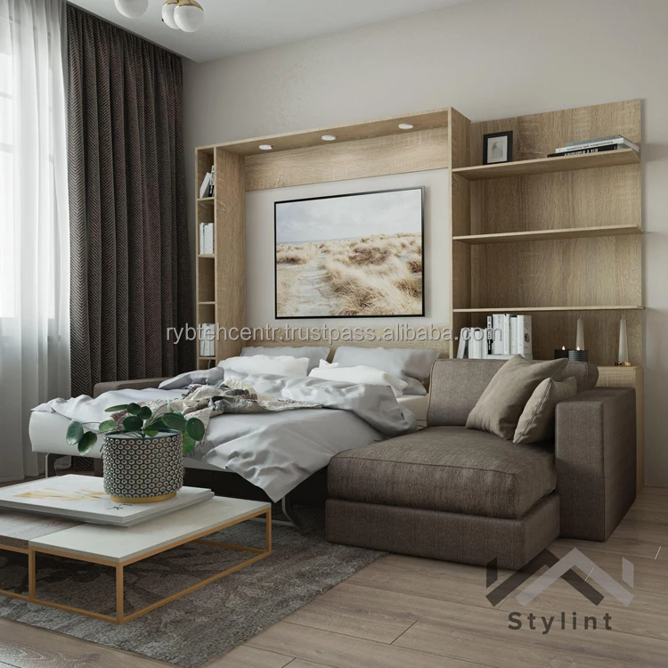 Set of home furniture transformer bed 2000x1600 mm with shelves & corner sofa high quality from manufacturer modern furniture