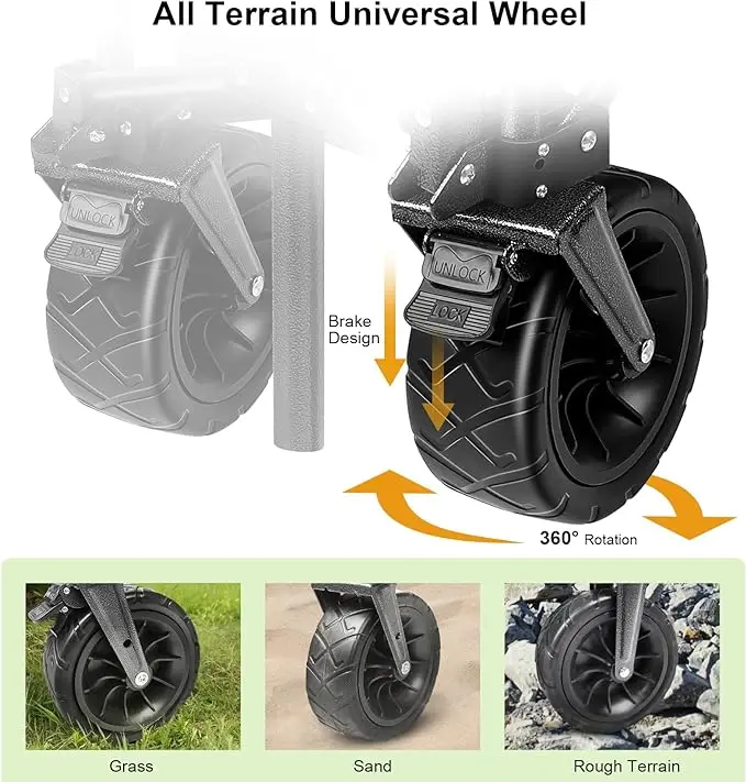 THCW10261 - Collapsible Folding Wagon, Heavy Duty Utility Beach Wagon Cart, Shopping Wagon Cart and Camping, Garden, Red