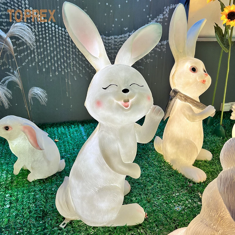 Gardening Garden Creative Ornaments Resin Animal Decor Resin Fiberglass Rabbit Sculpture Chinese New Year Rabbit Decoration