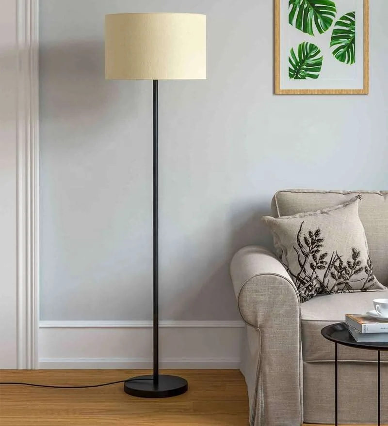 Best Quality Modern Black Sleek Color Metal Lamp With Drum Shade .