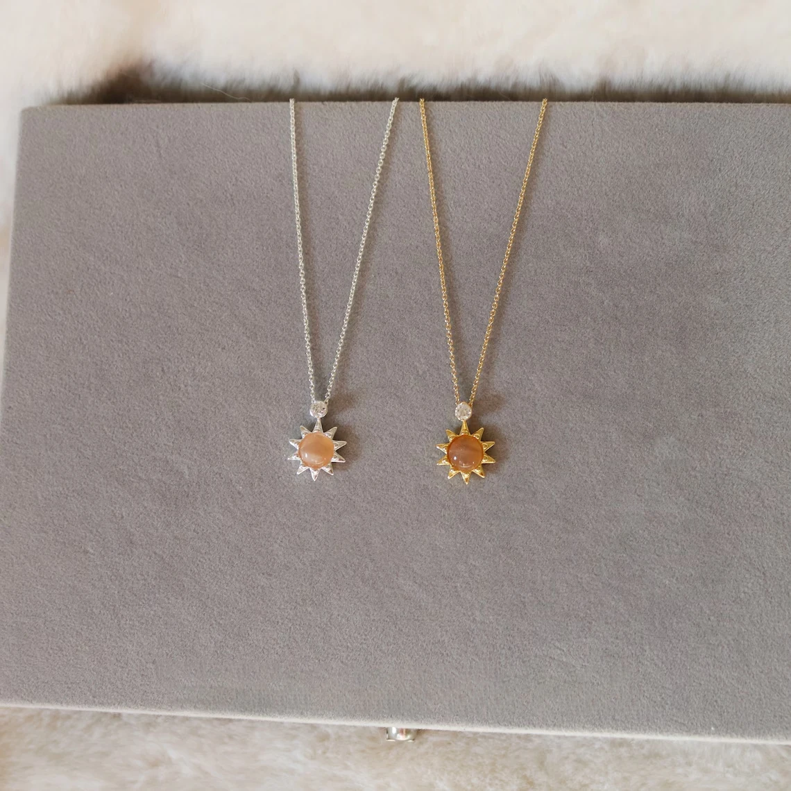 HOYA exquisite crystal Birthstone Pendant Necklace 925 sterling silver natural sunstone sunflower necklace