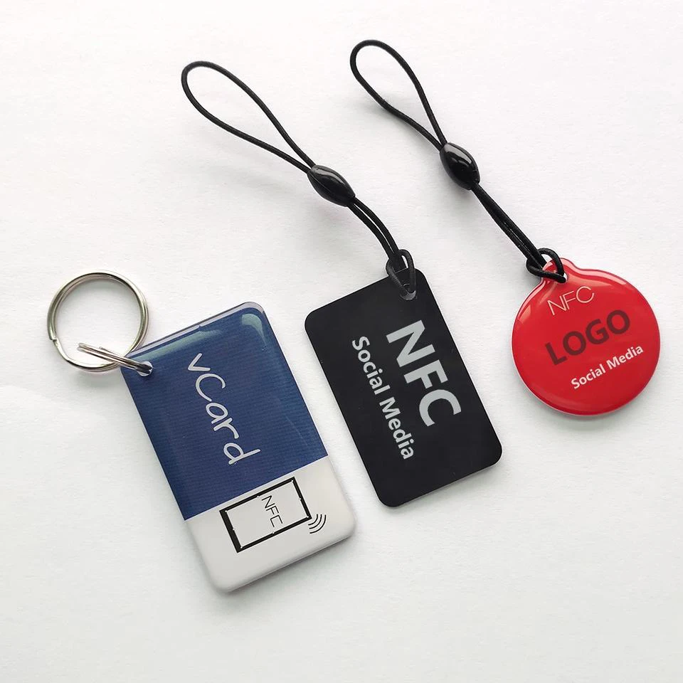 Printed Custom QR Code Keychain And URL Programmable RFID Epoxy NFC Pet ID Tag