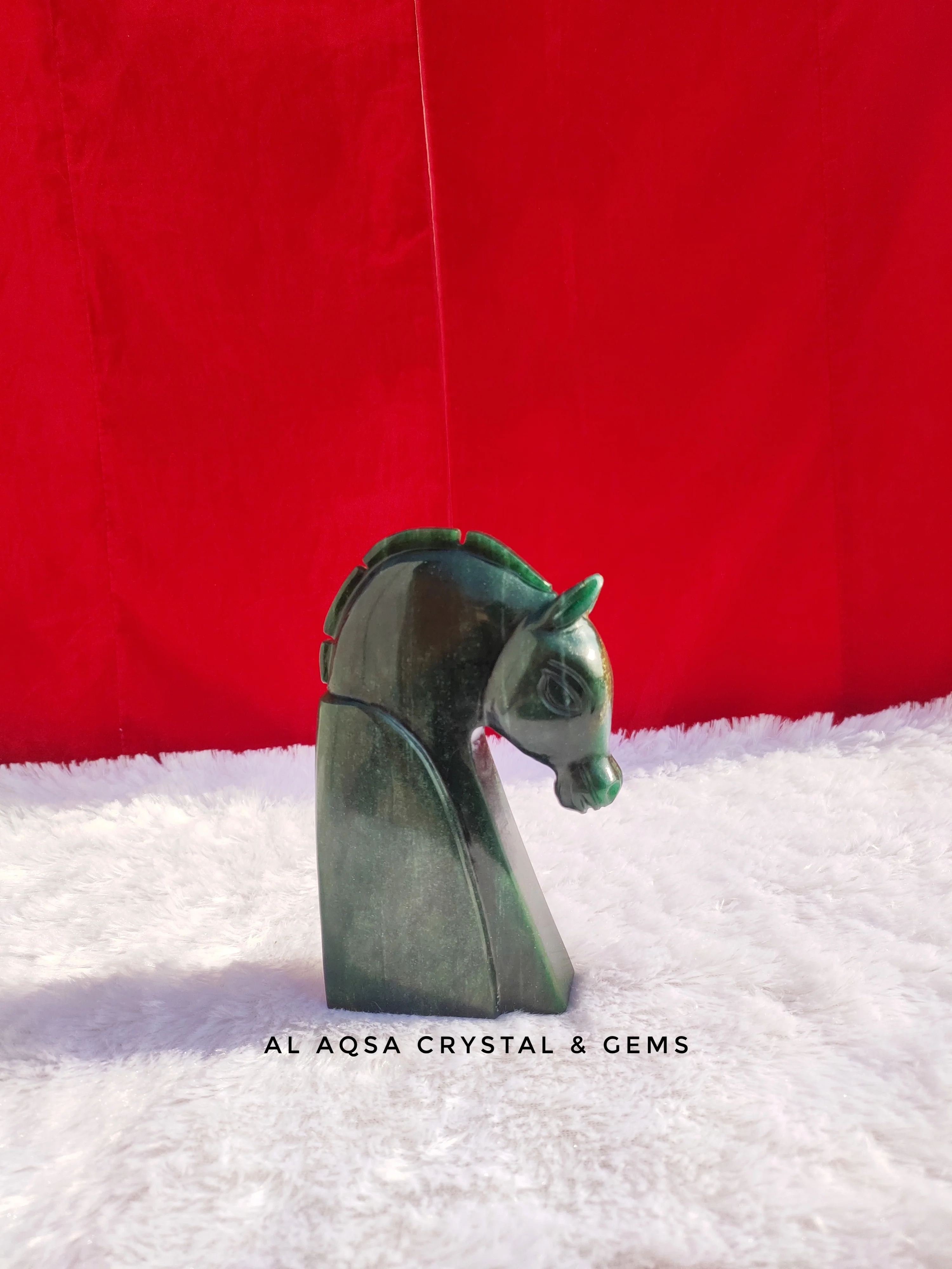 High Quality natural rare green jade horse for home office or table decoration for healing therapy for meditation