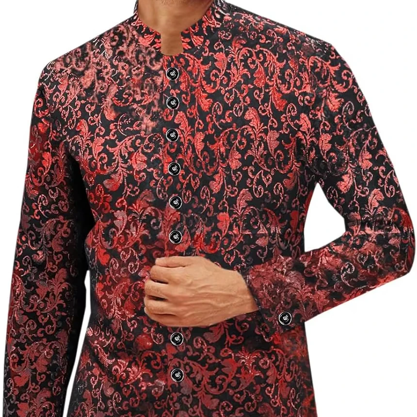 Высокое качество изготовленные на заказ мужские пальто Kurta Sherwani кафтан пакистанский этнический королевский костюм блестящий воротник мандарина для вечеринки Salwar Kameez