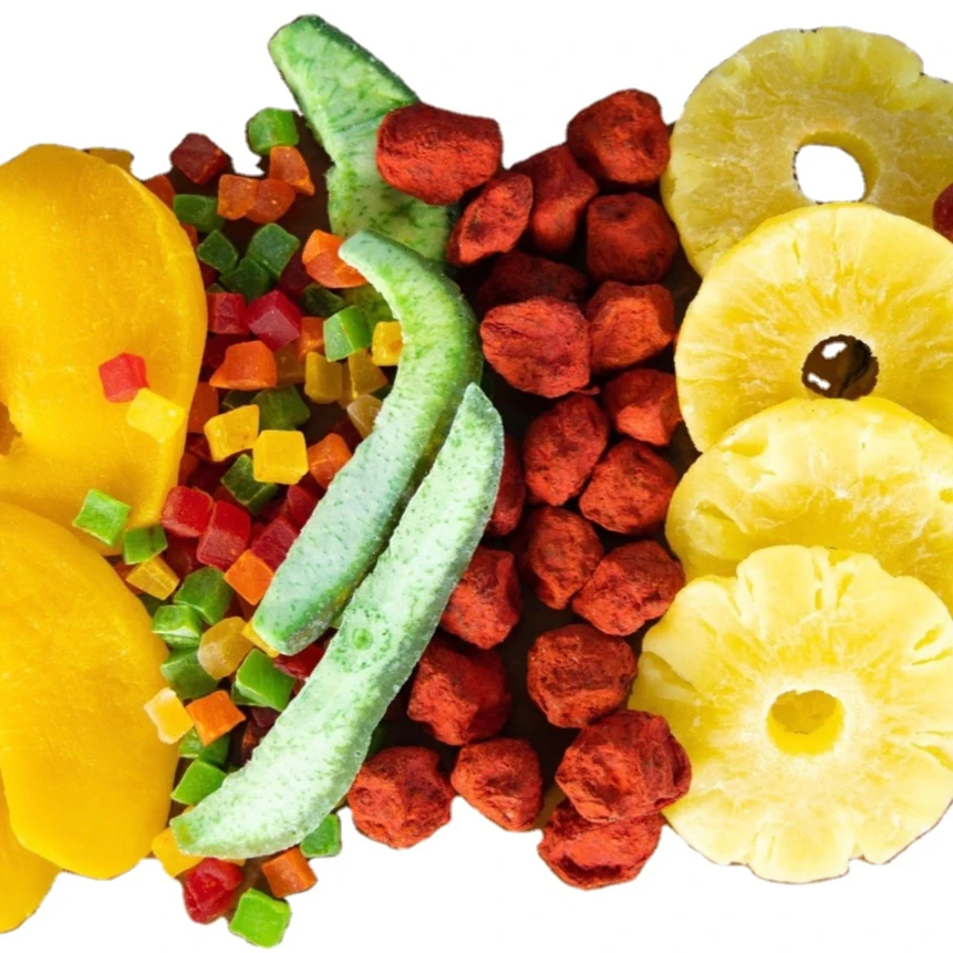 Dehydrated fruits Dried mixed fruits with colorful products flavor healthy snack drying fruit form Thailand