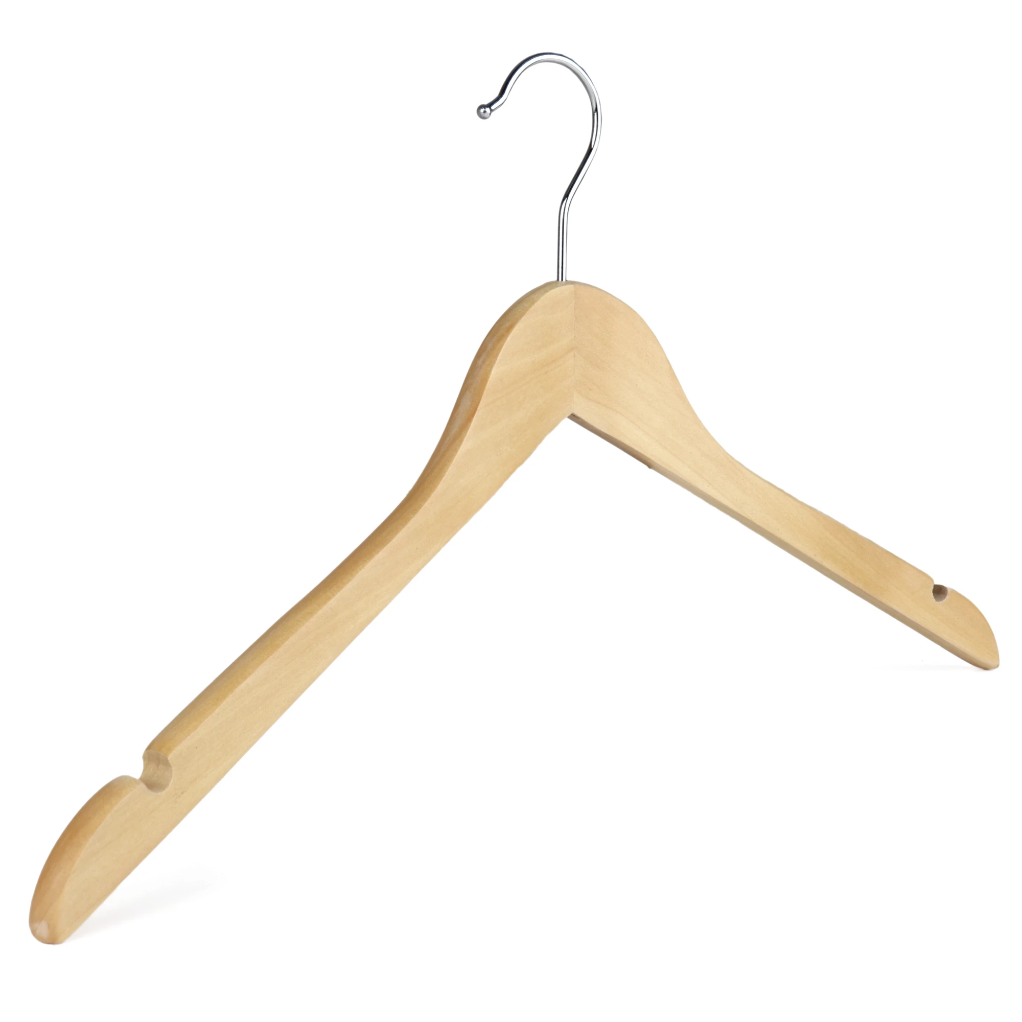 Wholesale Garment Hanger Natural Colour Custom Wooden Hanger For Clothing Storage Cloths Hanger With Hook Customized Logo