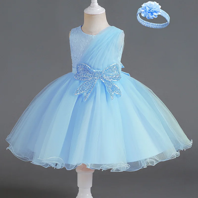 LZH Baby Girls Bow Princess Gown Wedding Party Baby 1 Year Birthday Dress Christmas Infant Christening Dress