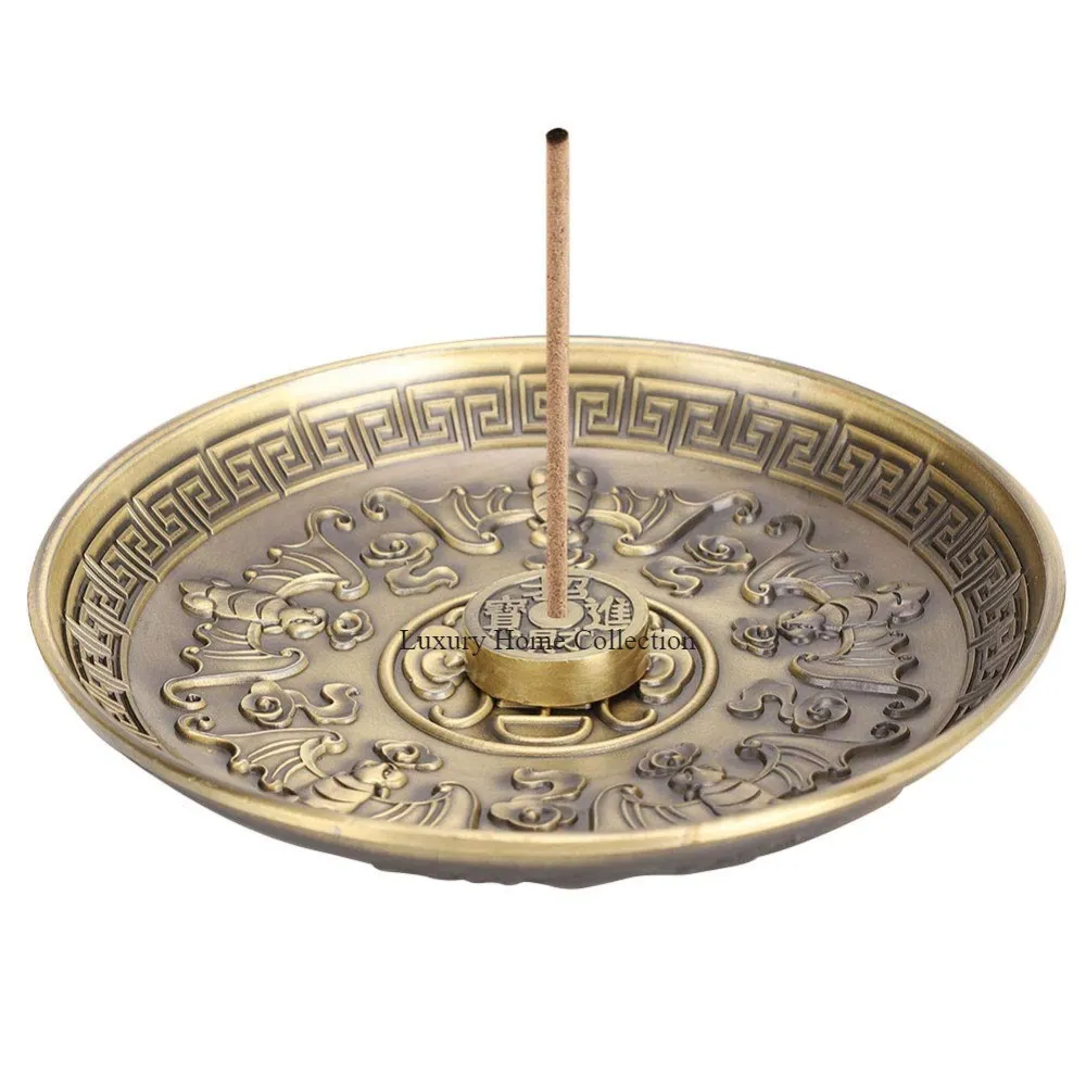 Round Shape Ancient Style Designer Gold Polished Metal Tabletop Home Fragrance Incense Burner & Holder Supplies From India