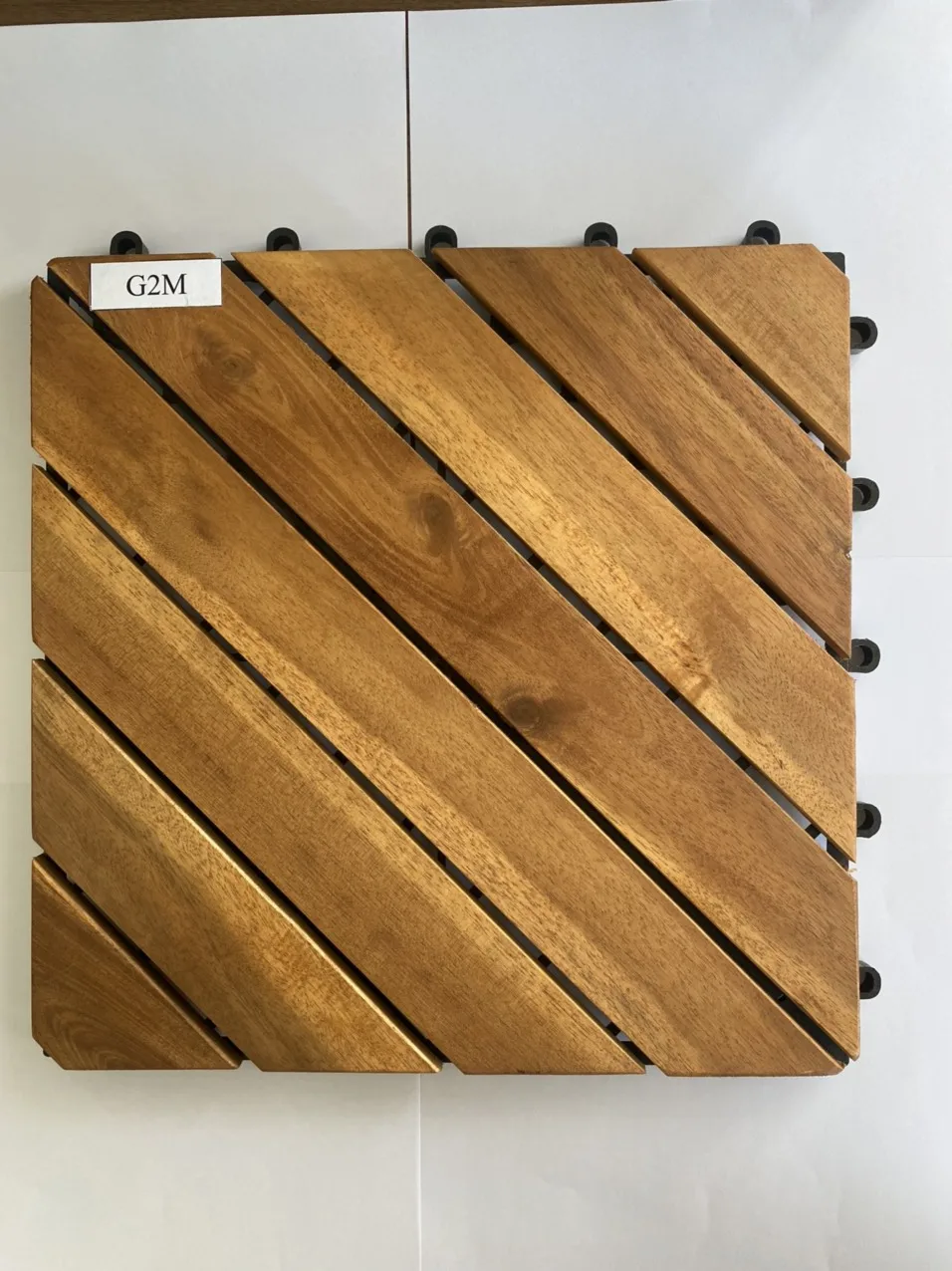 For Outdoor Garden/ Balcony/ Deck Floor High Quality Acacia Wood Deck Tiles 6 Slats Diagonal Interlocking Deck Tiles