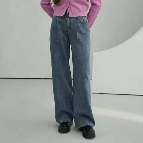 Signature Pintuck Wide Pants INDIGO Trending products 2024 new arrivals wholesale S/M/L Korean fashion