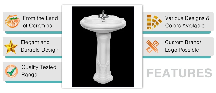 Globally Supplied Glossy Finished Oval Shaped Ceramic White Hand Wash Basin Pedestal Sinks Available at Discounted Price