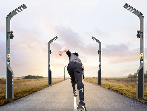 INTEFLY integareted All In one  led street light with smart camera/smart led display/RFID /smart charging pile