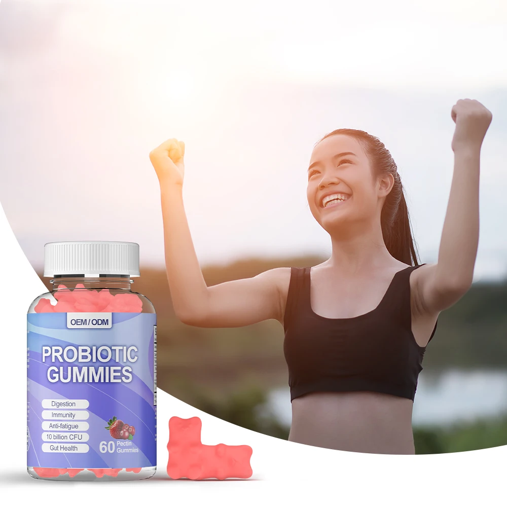 Hot Selling Probiotic Gummies with 10 Billion CFU Prebiotic and Vitamins Digestive Support and Gut Health Natural Pectin Gummies