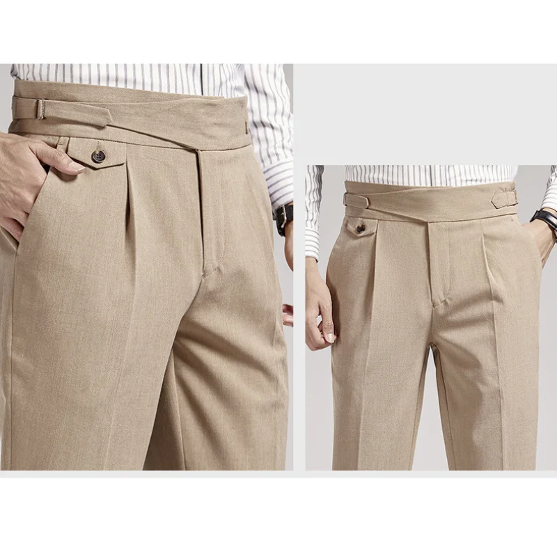 High End High Waist Naples Solid Slim Fit Suit Pants Trousers For Man Straight Formal Dress Business Black Dress Pants For Men