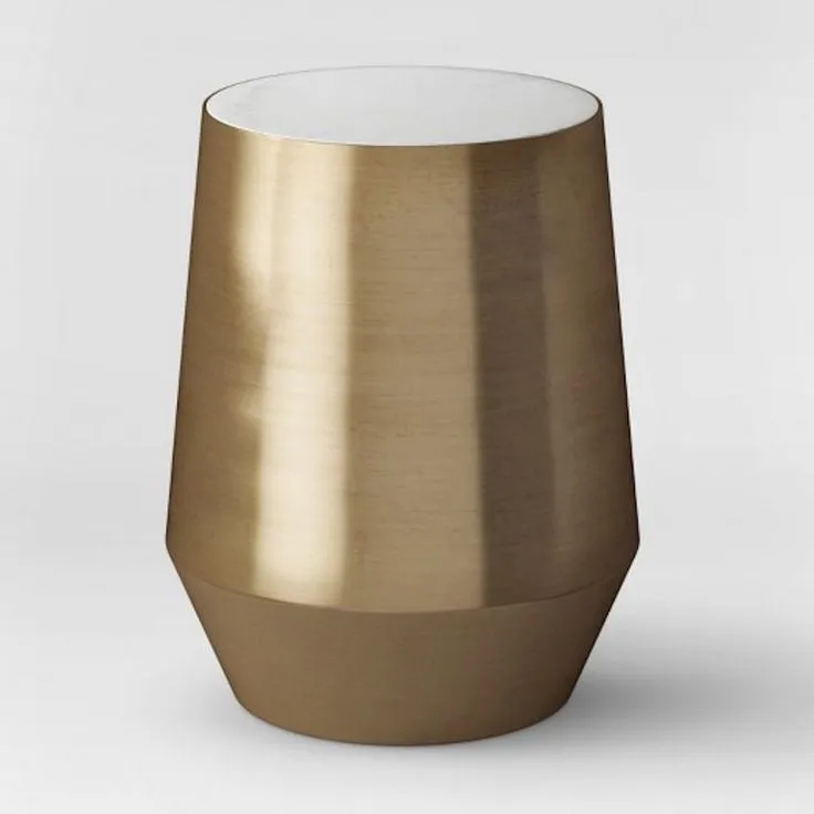 New Advance Decorative Bed Side Table Handmade Metal Elegant Design Marble Top Shiny Gold Finish wholesale Range Decoration Mate