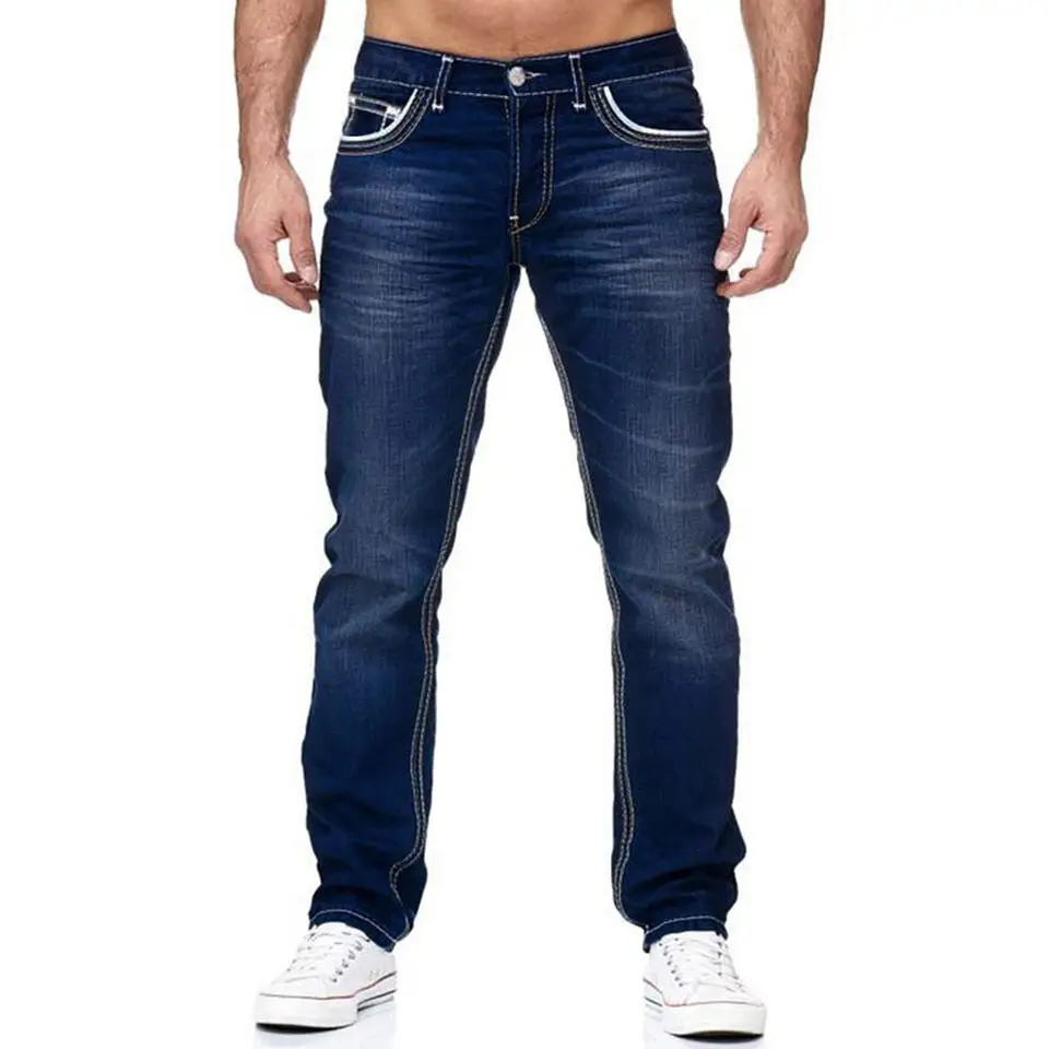 Jeans Denim Men Men Wholesale Jeans Custom Boy Denim Fabric Leisure Straight Tube Hole Men 2023