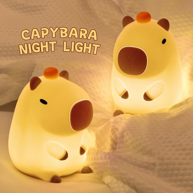 Cute Capybara Table Lamp Animal Silicone Night Lamp Rechargeable Creative Cartoon Capybara Night Light Lamp