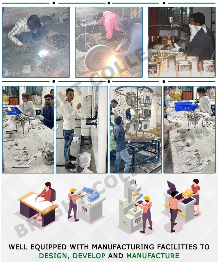 SS304 Grade Tableware / Flatware Cutlery Set Superb Quality 3 Piece Spoon Fork and Knife Brass Handle Cutlery Set