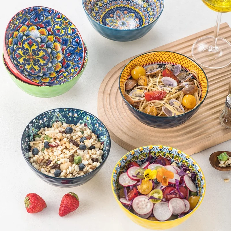 Handpainted Bohemian Style Small Floral Dinner Set Wholesale Porcelain Dinnerware turkish bowl
