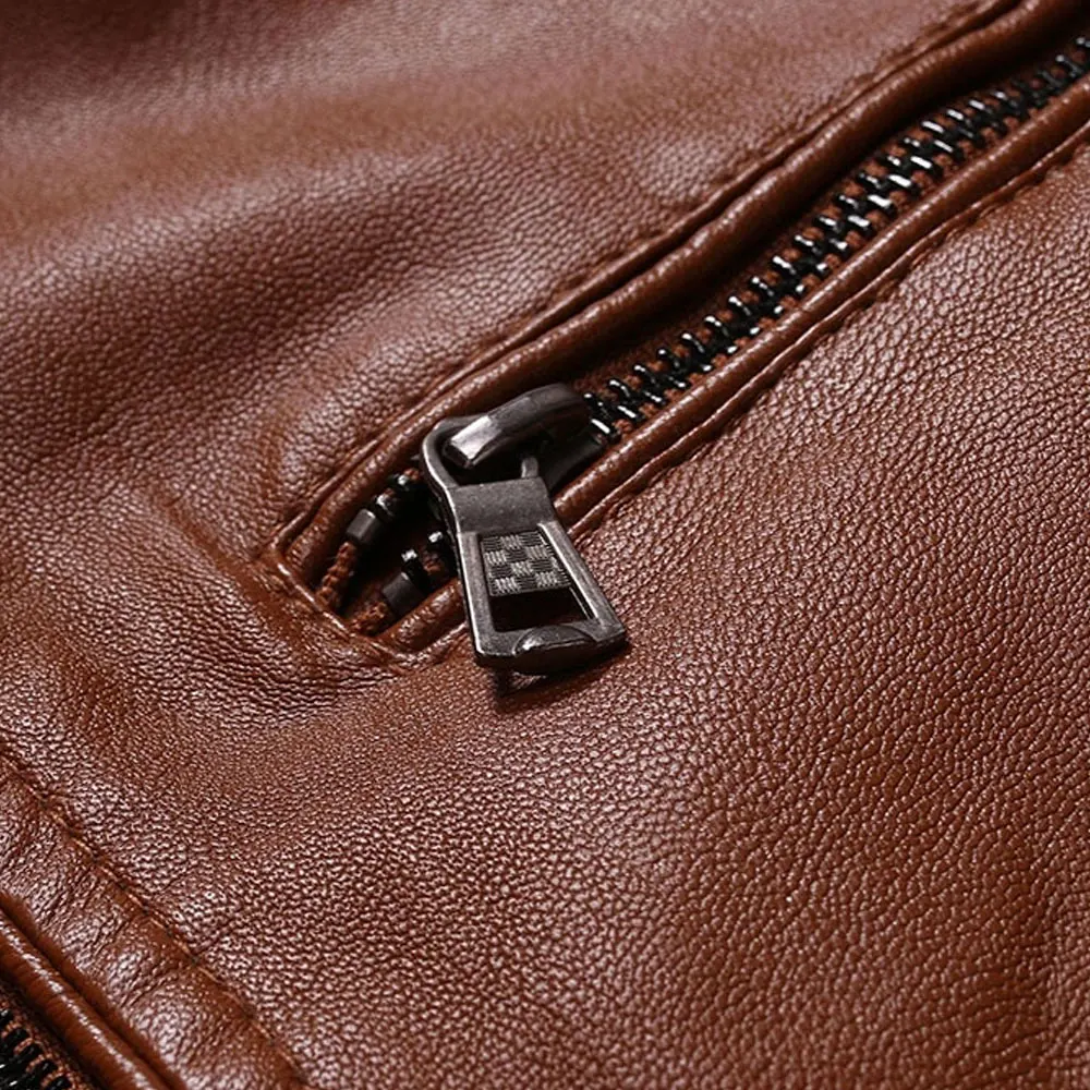 High Quality Customized Logo Leather Jacket Fashion Clothing Windproof Leather Jacket For Men