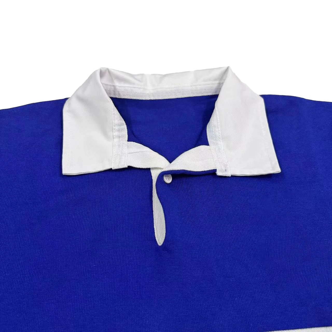 Traditional Knitted Rugby Jersey with Triangle Patch CVC Cotton Loop Placket Long Sleeve Rugby Shirt Rugby Jumper