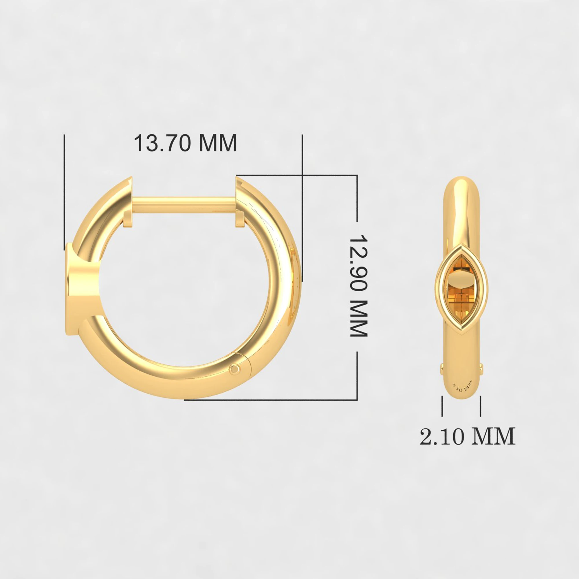 Elegant Dainty Genuine Marquis Emerald Huggie Hoop Earring For Women 18K Gold Birthstone Earring Gemstone Jewelry