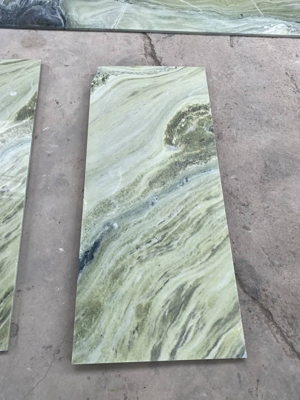 High quality Marble stone big slab small slab cut to size White marble Green mossy vein from Vietnam