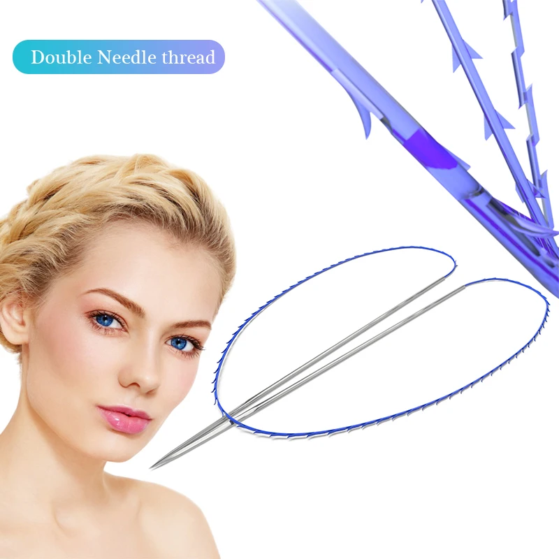 ce certificate face tightening medical suture facial v shaping twin thread lifting pdo double needle
