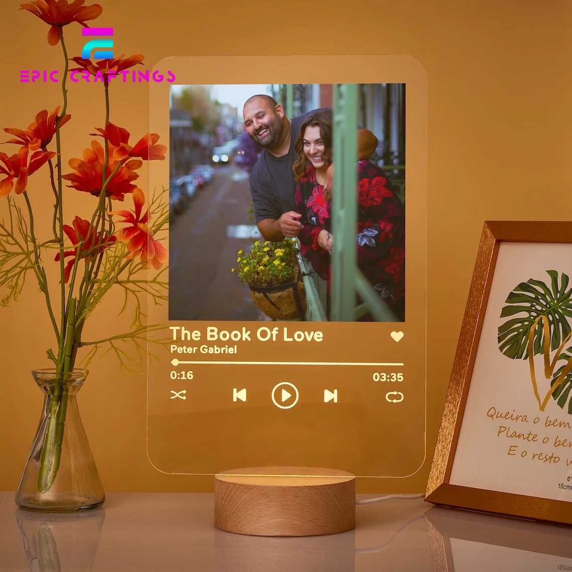 Personalized Acrylic Spotify Plaque with Custom Photo Customized Music Song Album Cover Art Print Romantic Anniversary Gift