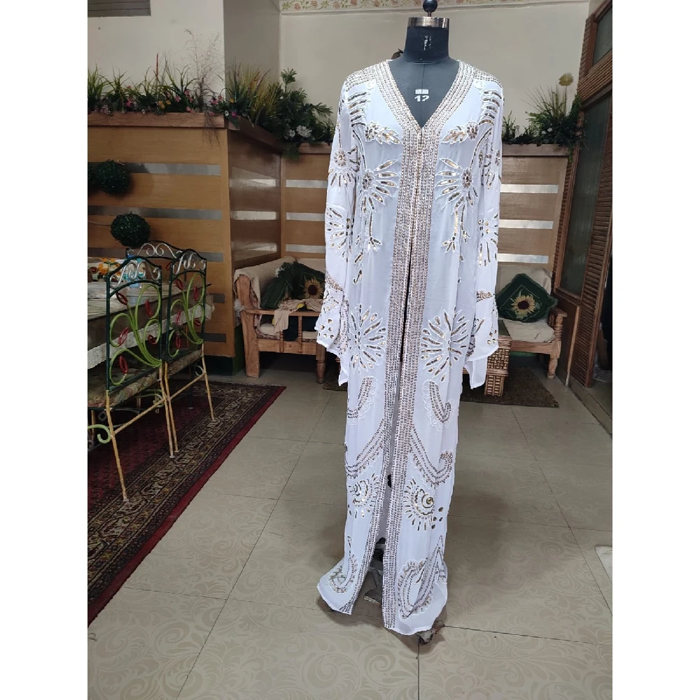 Designer Islamic Women clothing Dubai Style Hand Embroidery Handmade Beaded Abaya Evening Dress for stylish wear