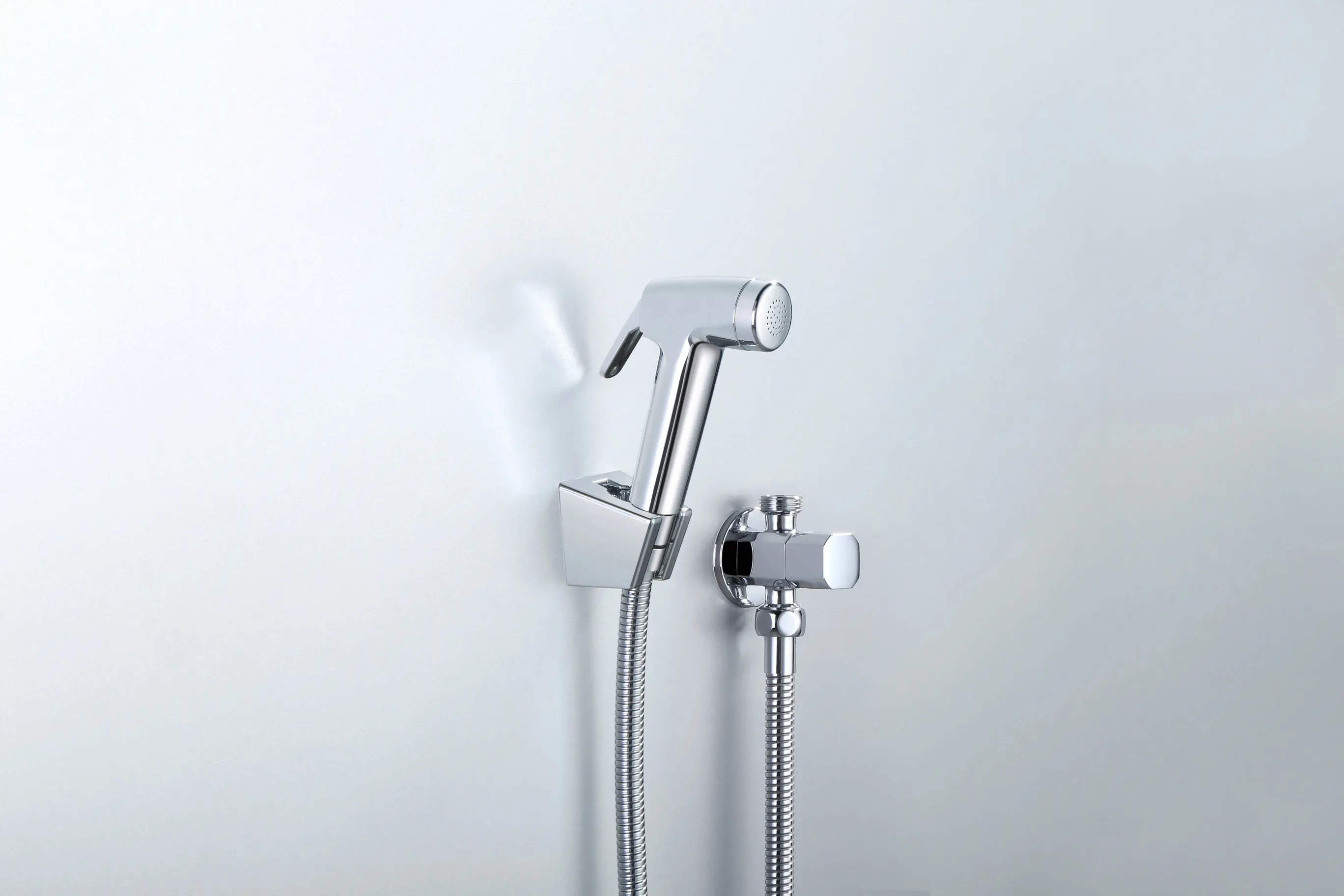 Stainless Steel Shattaf Handheld Chrome Bidet Adjustable Sprayer Kit Toilet with Hot and Cold Mixing Valve