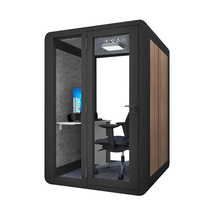 Shengxueshi 2024 Hot sales Wooden Pattern Tempered Glass Good Soundproof Portable Meeting Pod