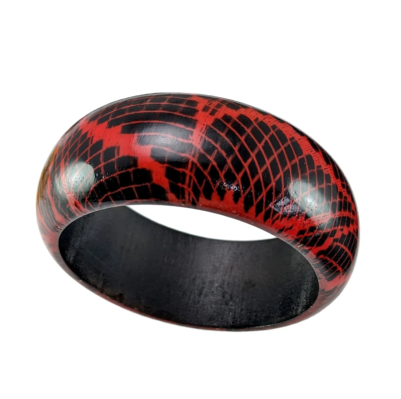 2024 Wholesale Women Bracelet Light Bangles Gift India Handmade Design Customized Vintage Wide Red Black Bangle Bracelet