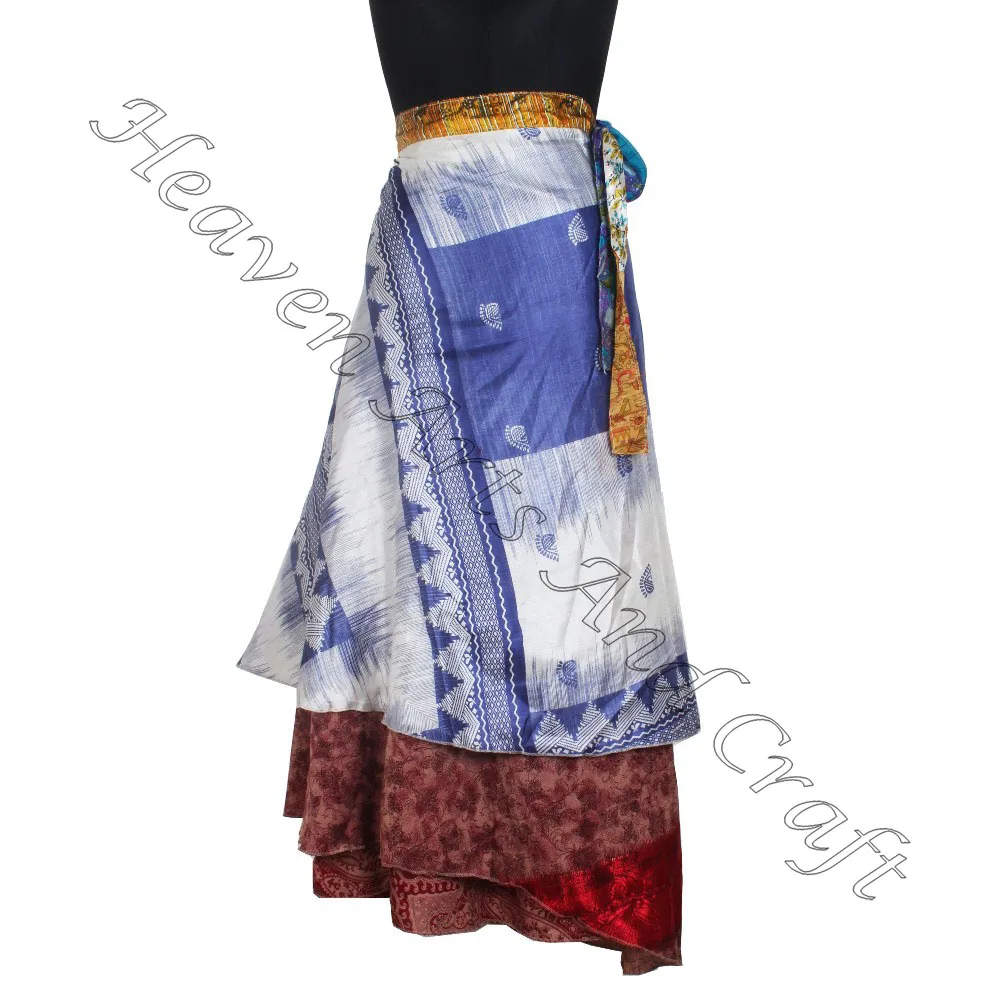 Индийская юбка с принтом длинная шелковая Женская одежда из Индии новейший дизайн Рециркулированные шелковые юбки запахом сари