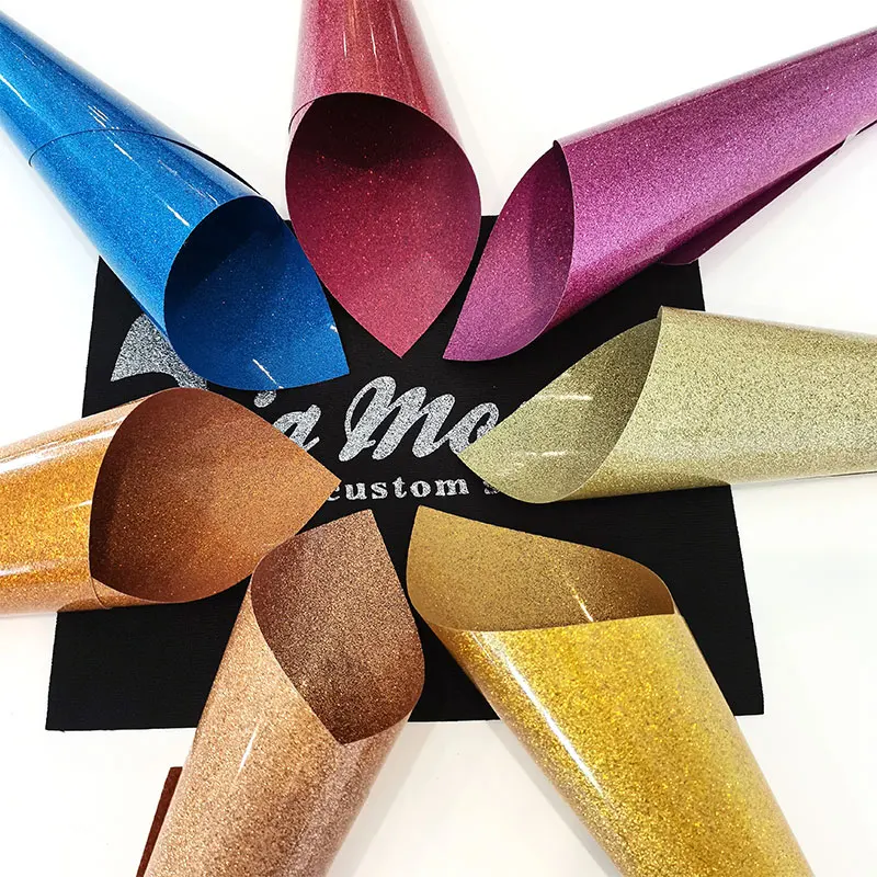 Shunaimei Wholesale bling press rolls vinil textil htv glitter heat transfer vinyl glitter htv  for tshirt