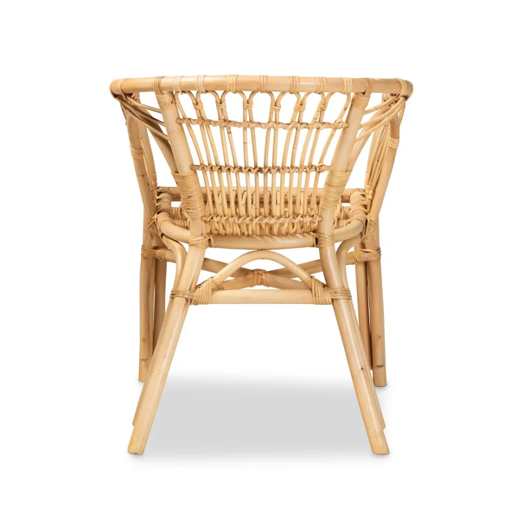 Rustic Rattan Chair Home Furniture Natural Boho Vintage Rattan Leisure Dining Chairs manufacturing in Vietnam