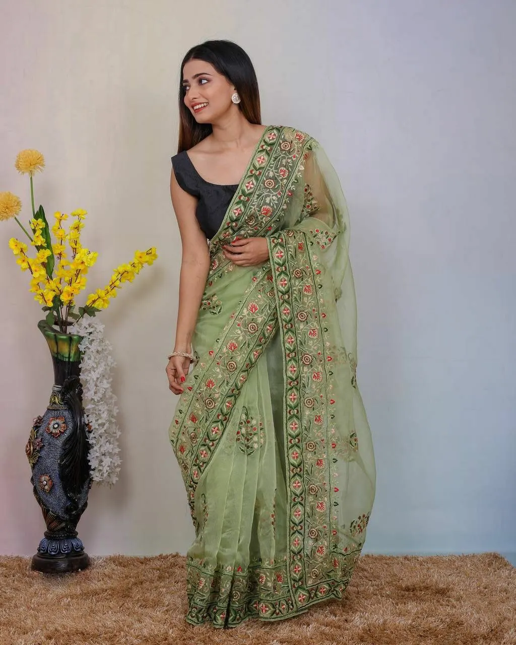 New launch soft Organza silk with Multi-thread and embroidery Find Saree Manufacturers in Indian Saree