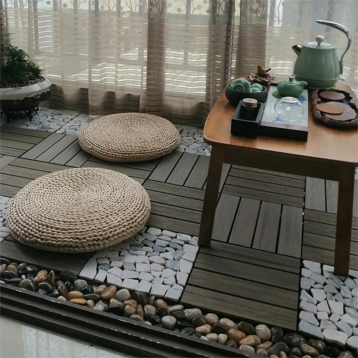 balcony yard garden walkway stone decking tiles diy interlock barefoot anti slip decoration for outdoor flooring tiles