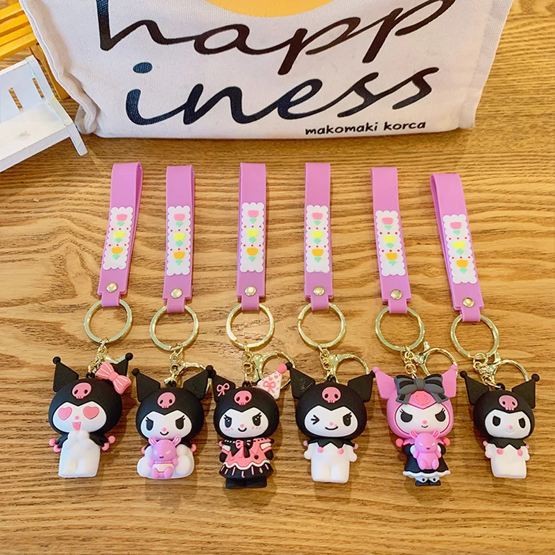 Hecion Accessory Store Cartoon Anime  Purple Kuromi Keychains PVC Doll Key Chain New Trend Keychain