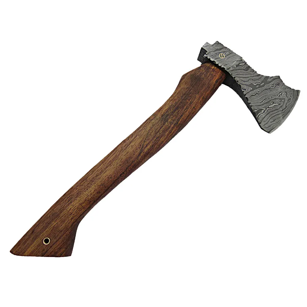 Professional  Damascus Axe  Custom Handmade Damascus Steel Axe   Rose wood Handle and Leather Sheath