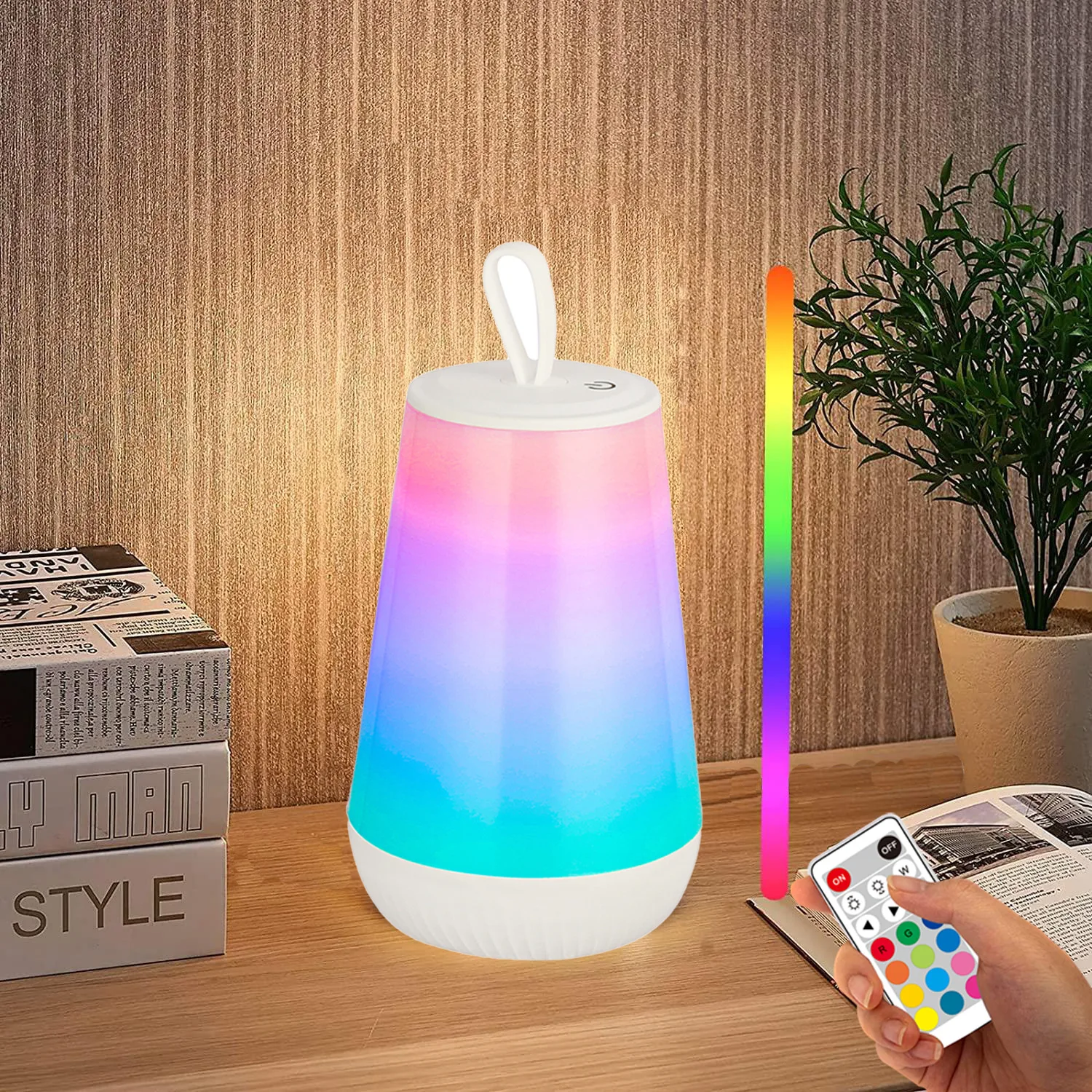Touch&Rmt Ctrl Portable USB Rechargeable Dimming LED Dreaming Color Streaming Table Lamp For Desk Bedside Holiday Christmas Gift
