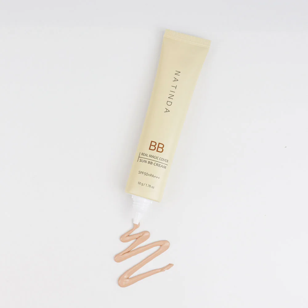 NATINDAs Real Magic Cover Sun BB Cream combines natural whitening properties with powerful UVA and UVB sunscreen protection