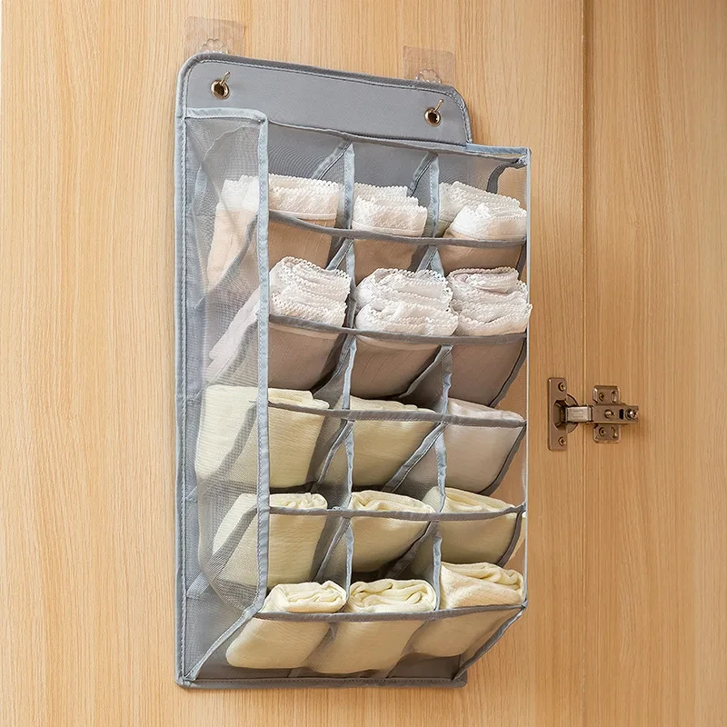 Modern Double-Sided Hanging Clothes Organizer with Wall-Mounted Socks Storage shelves Bra Organizer Underwear Storage
