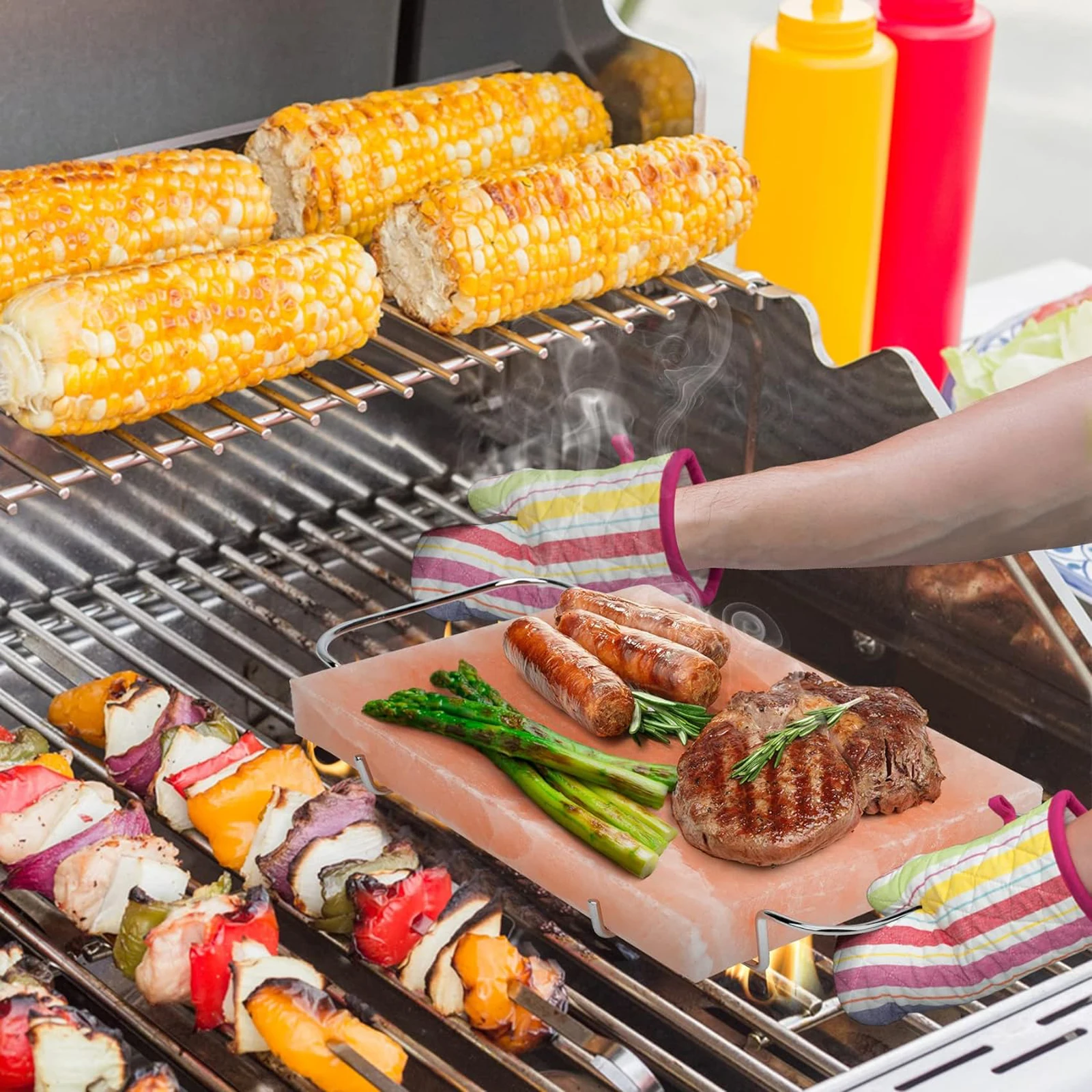 Simple Plate Design Himalayan Salt Cooking Plate with Stove Holder Size 12x8x4 ,8x4x1.8x4x2 Salad Tray Serving Salt Plate