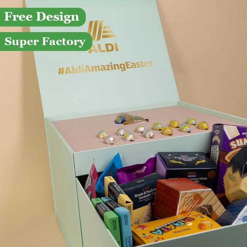 Custom Handheld Heat-Stamped Rigid Chocolate Snack Gift Box with Magnetic Closure and Insert